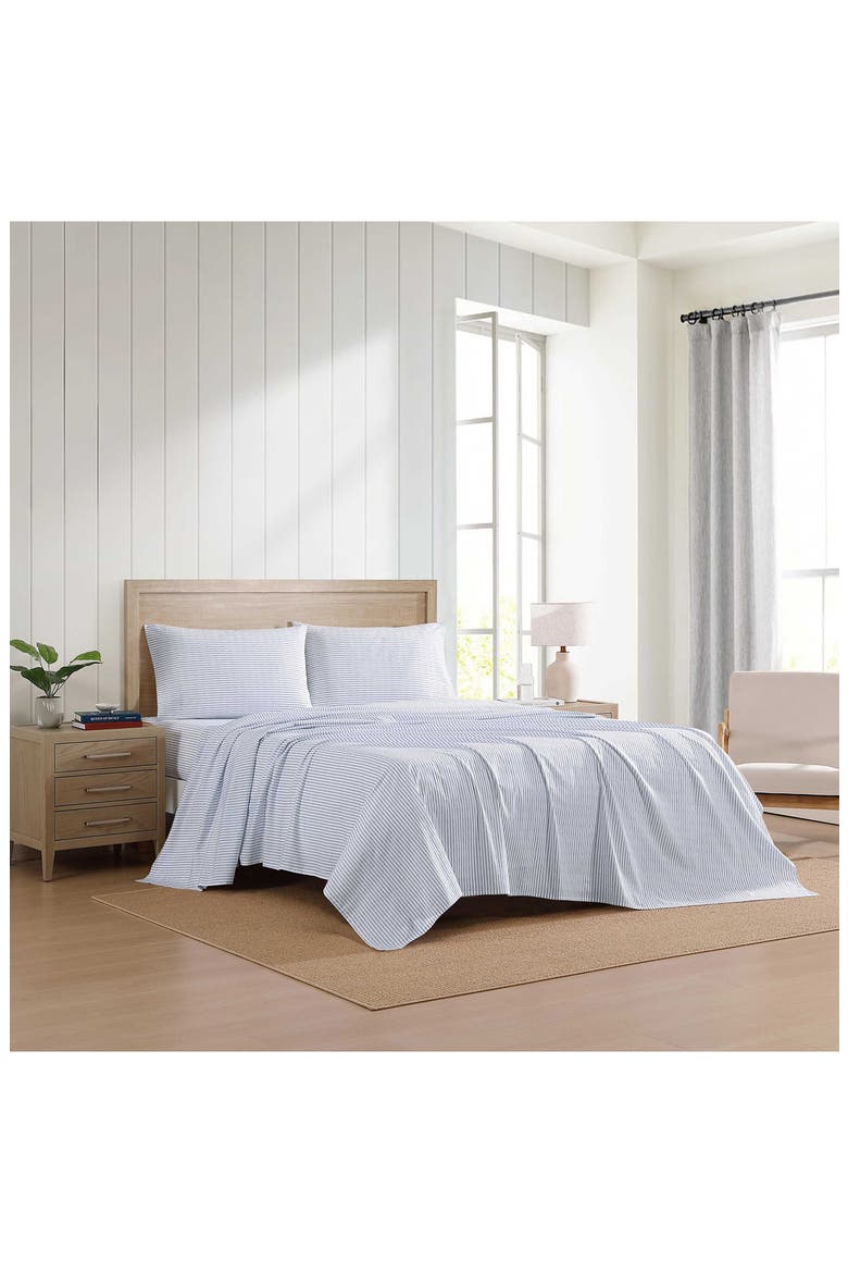 Monogram Stripe Cotton Percale Sheet Set, Alternate, color, LT-PASTEL BLUE