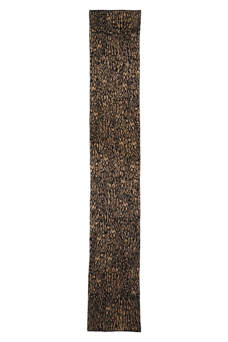 Leopard Print Mohair & Wool Blend Scarf, Main, color, BEIGE/ BLACK
