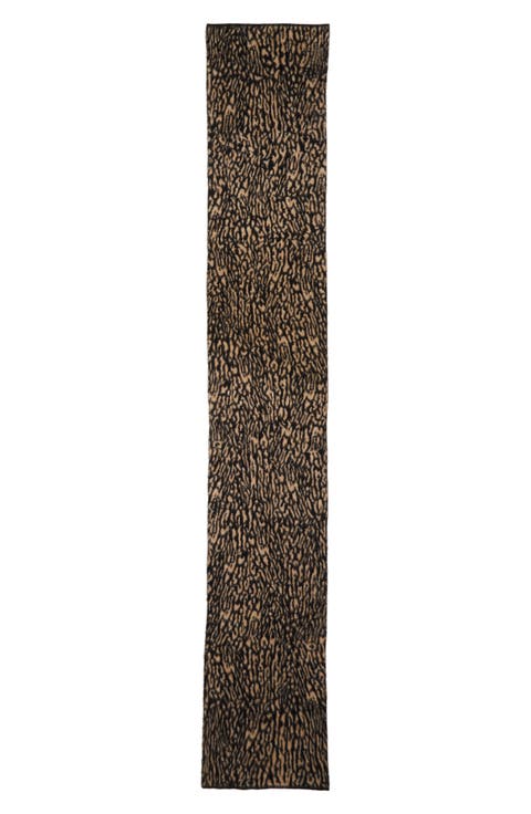 Leopard Print Mohair & Wool Blend Scarf