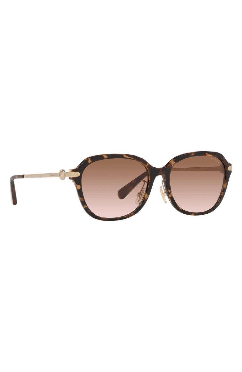 COACH 56mm Gradient Square Sunglasses, Alternate, color, Dark Tortoise / Brown Gradient