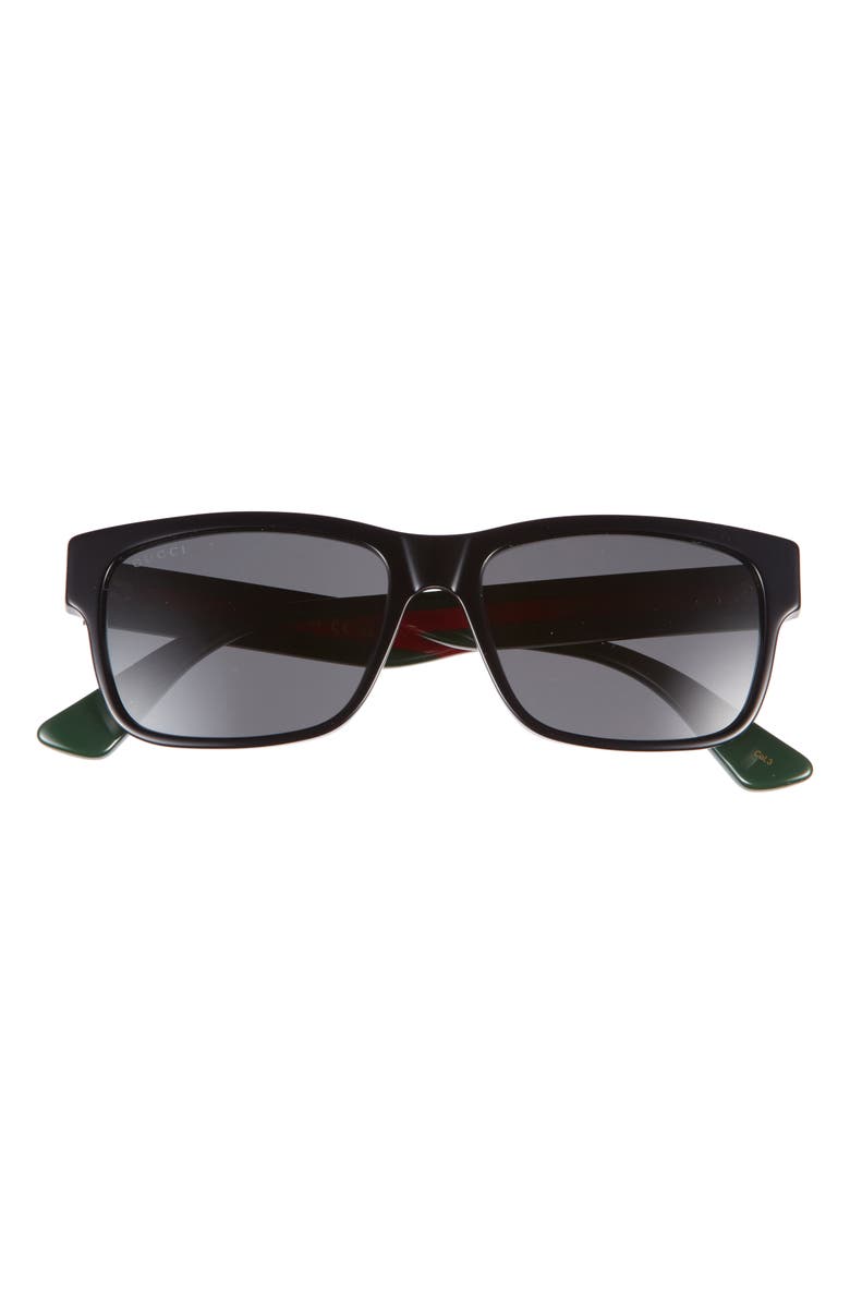 Gucci Core 56mm Square Sunglasses, Main, color, Black Multicolor Grey