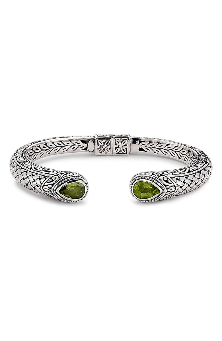 SAMUEL B. Sterling Silver Peridot Bangle, Main, color, Green