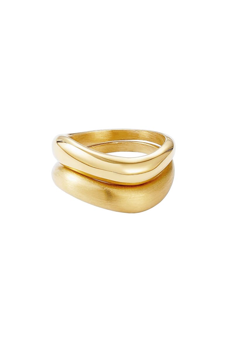 Set of 2 Wavy Band Rings, Main, color, GOLD