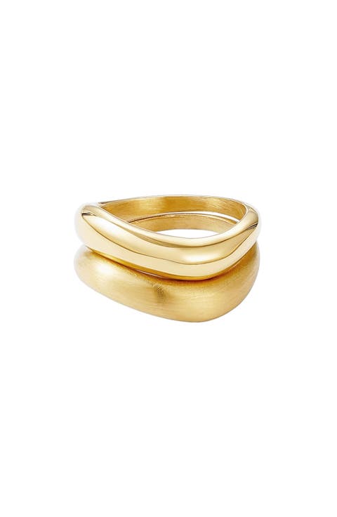 Set of 2 Wavy Band Rings
