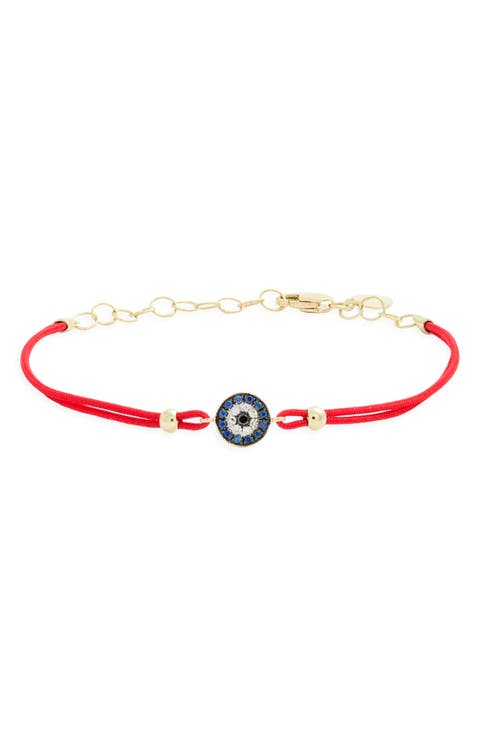 Sapphire 14k Gold Evil Eye Cord Bracelet
