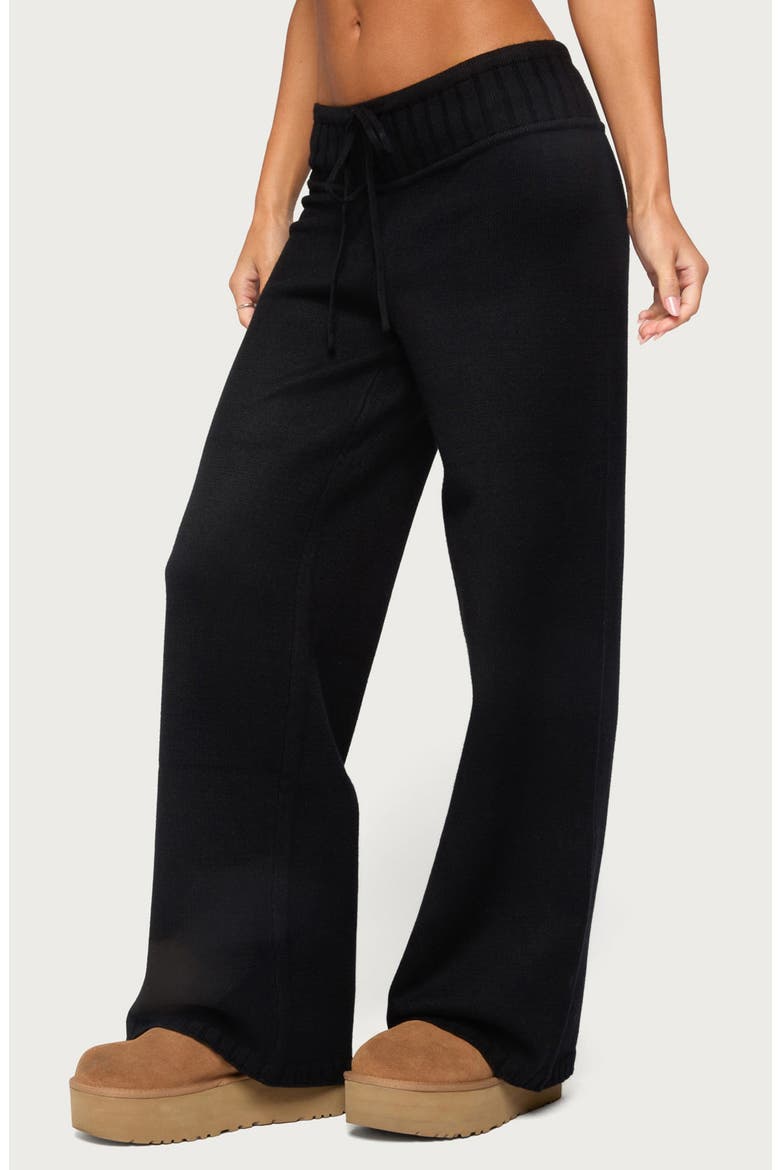 Russell Wide Leg Sweater Knit Pants, Alternate, color, BLACK