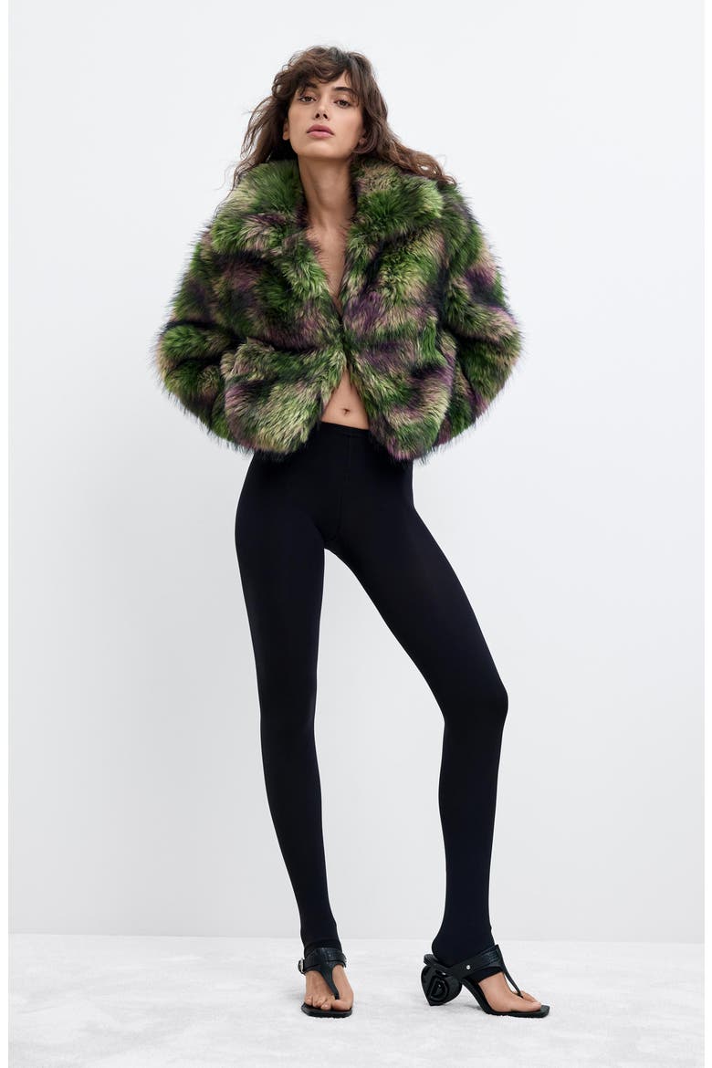Faux Fur Jacket, Alternate, color, GREEN