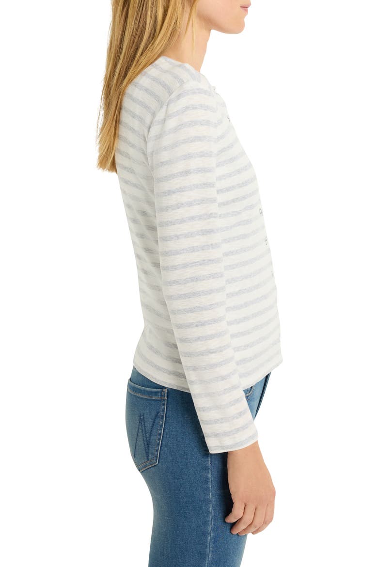 Stripe Front Snap Cardigan, Alternate, color, GREY MULTI