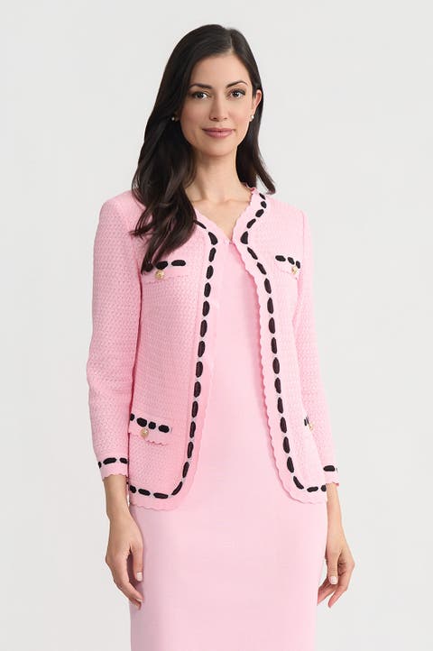 Heritage Faux Ribbon Trim Knit Jacket