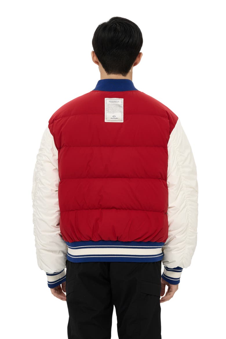 Hamden Mens Reversible Down Varsity Jacket, Alternate, color, Blue