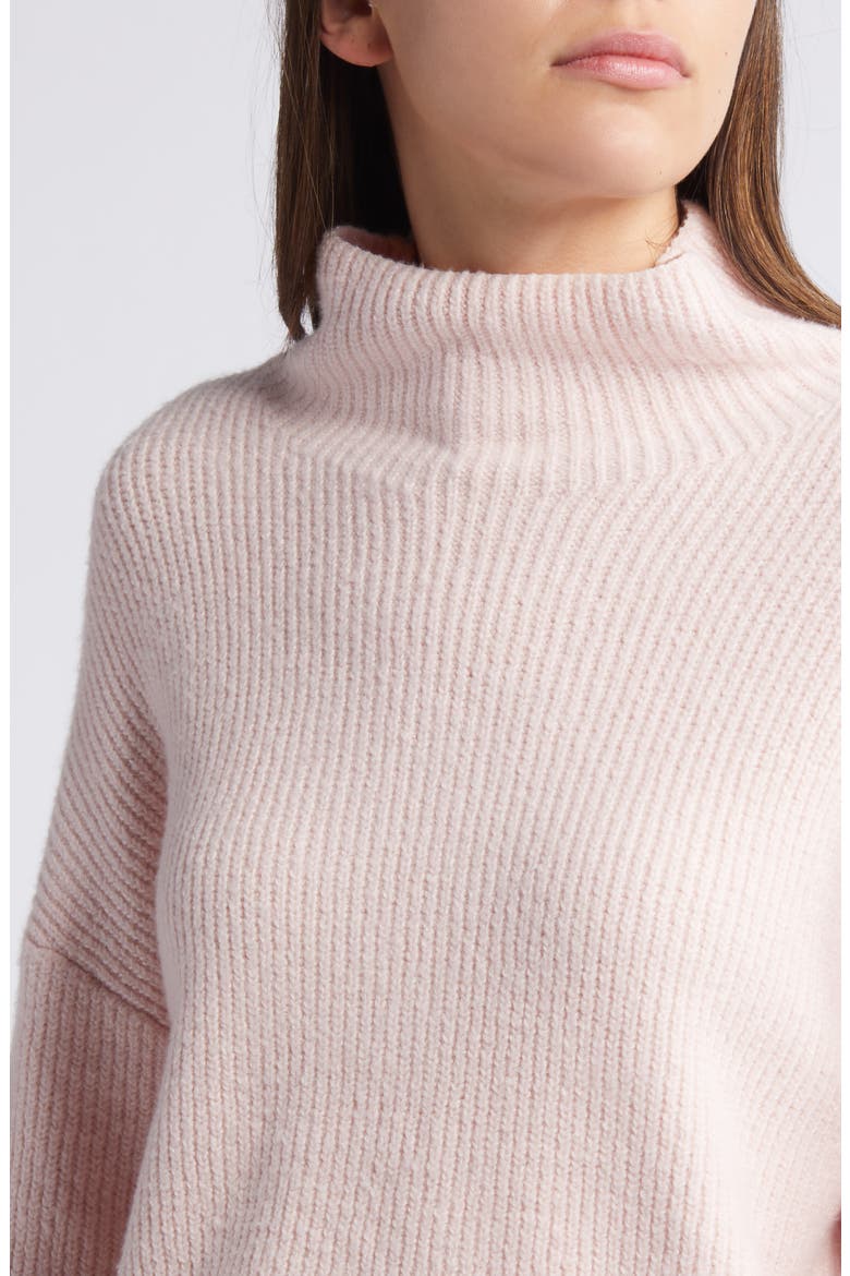 Relaxed Turtleneck Cotton Blend Sweater, Alternate, color, PINK SEPIA