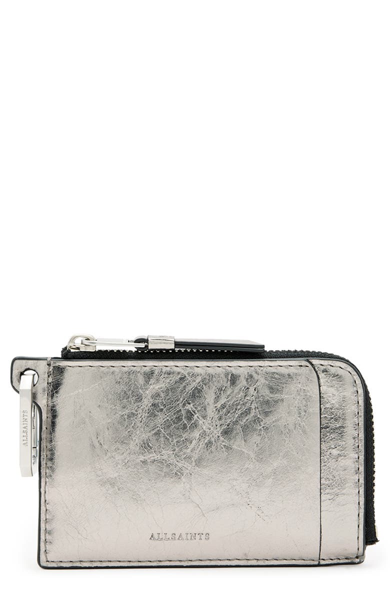 AllSaints Remy Leather Wallet, Main, color, Gunmetal