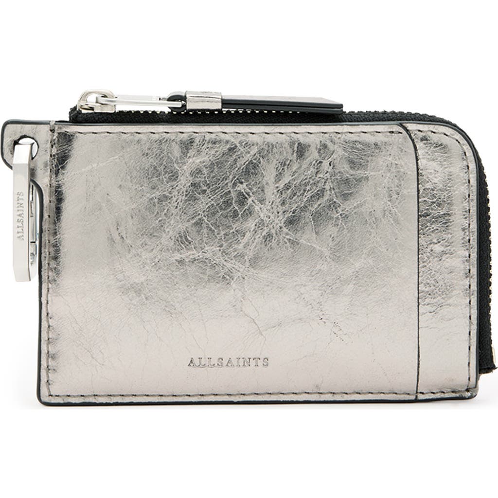 Allsaints Remy Leather Wallet In Gray