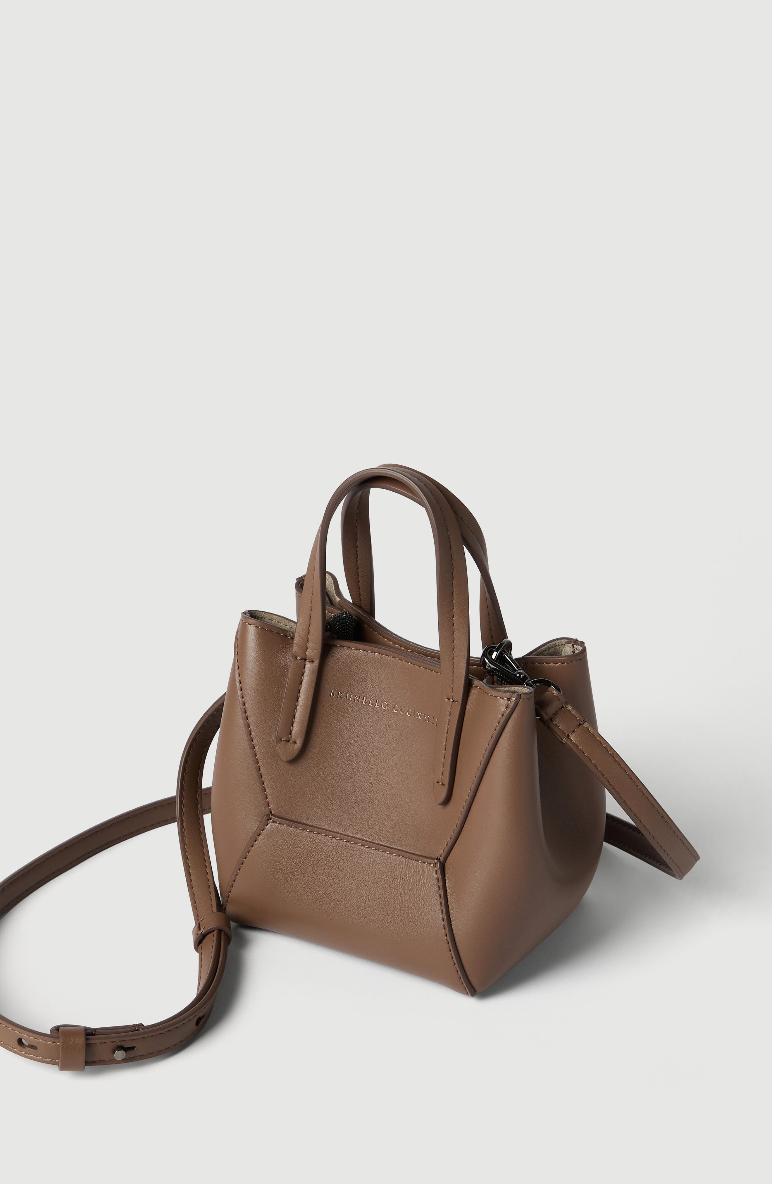BC Duo mini bag in calfskin with monili, Alternate, color, Espresso