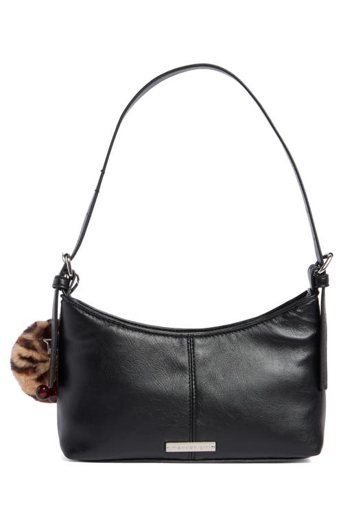 Madden Girl Faux Leather Shoulder Bag With Faux Fur Charm In Black