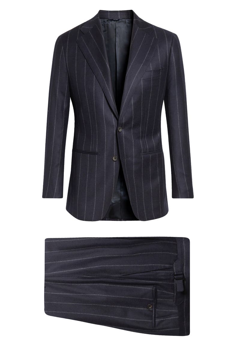 Chalk Stripe Structured Wool & Cashmere Suit, Alternate, color, NAVY PIN STRIPE