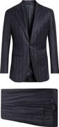 Thom Sweeney Chalk Stripe Structured Wool & Cashmere Suit