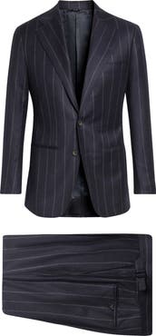 Thom Sweeney Chalk Stripe Structured Wool & Cashmere Suit