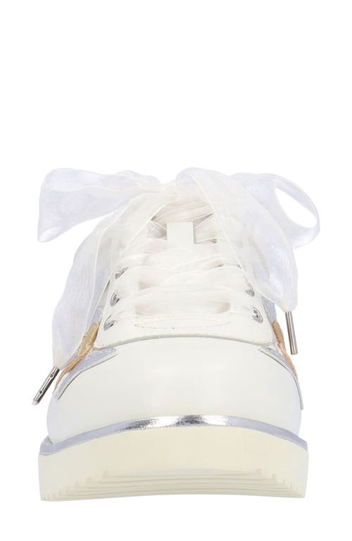 L'amour Des Pieds Zeneta Embellished Sneaker In White/silver/gold