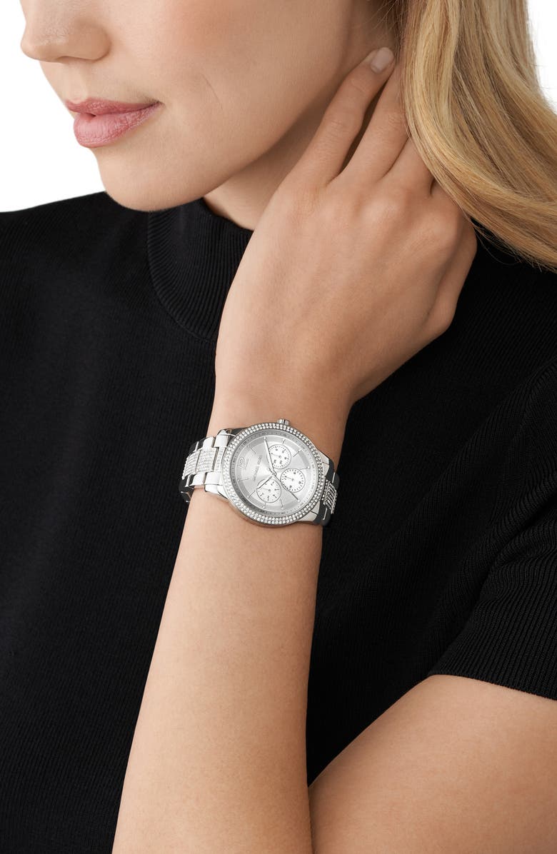 Michael Kors Tibby Pavé Bracelet Watch, 40mm, Alternate, color, Silver