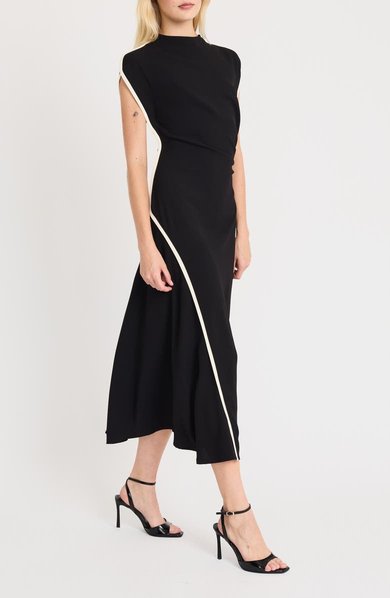 Luxely Drape Contrast Trim Dress, Alternate, color,