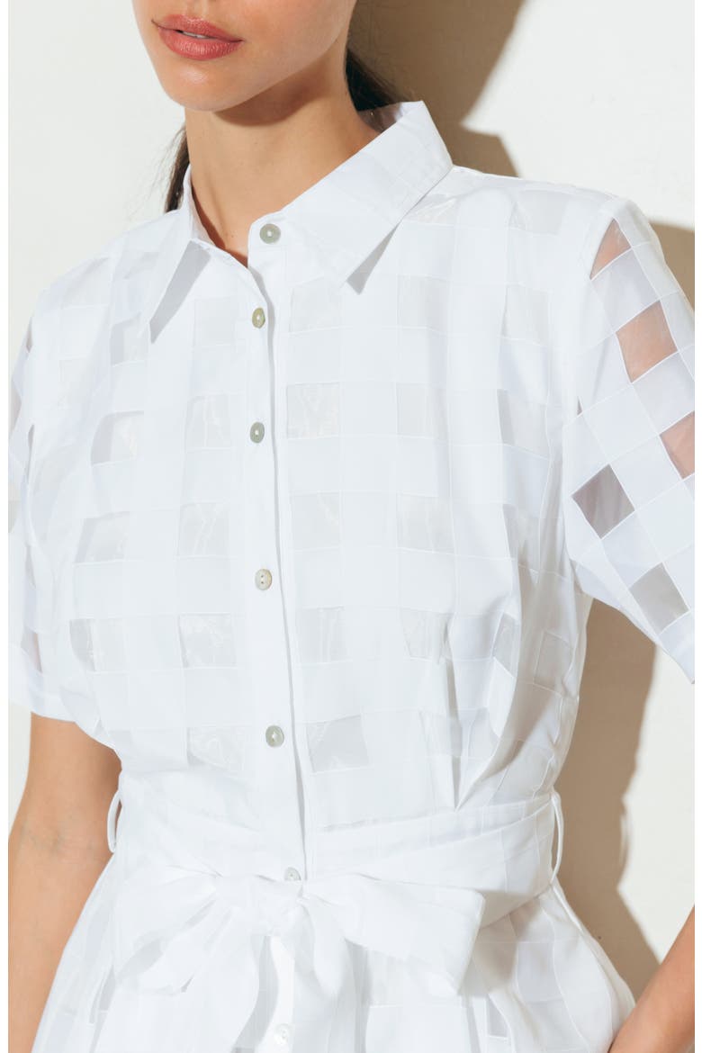 Basketweave Organza Maxi Shirtdress, Alternate, color, WHITE