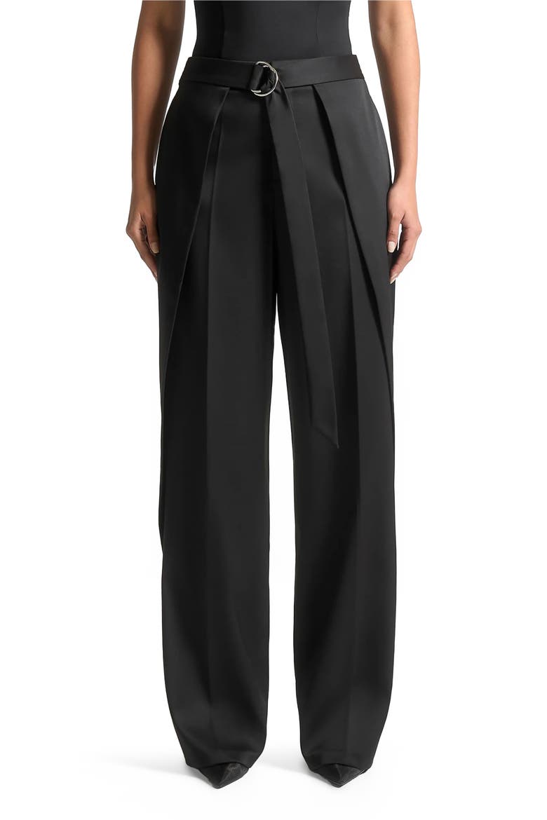 Foldover Trousers with D-Ring Belt, Alternate, color, Black
