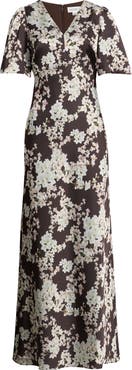 SACHIN BABI Mae Floral Print Puff Sleeve Gown