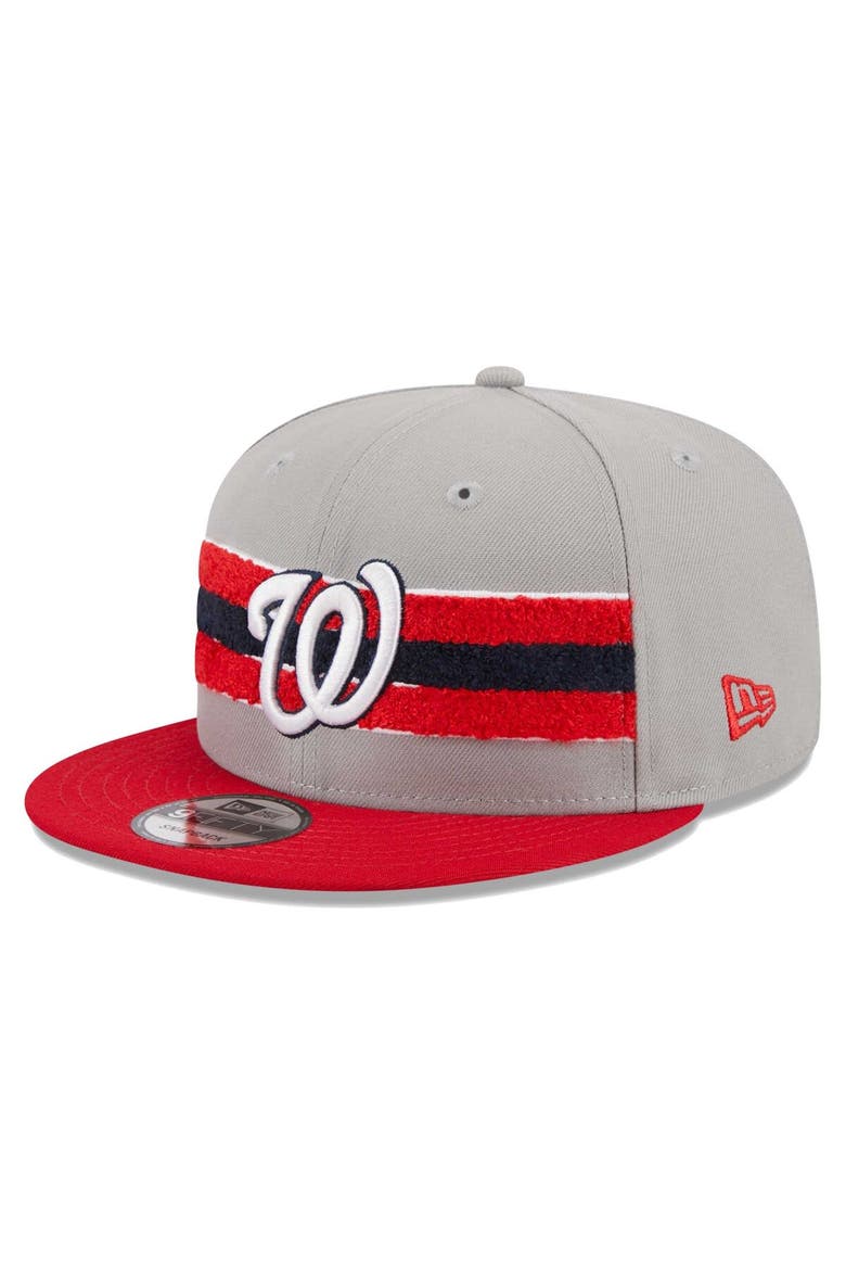 Men's New Era Gray/Red Washington Nationals Band 9FIFTY Snapback Hat, Main, color, Gray