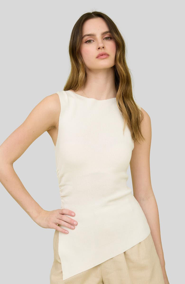Blu Pepper Asymmetric Gathered Knit Tank Top, Alternate, color, Cream