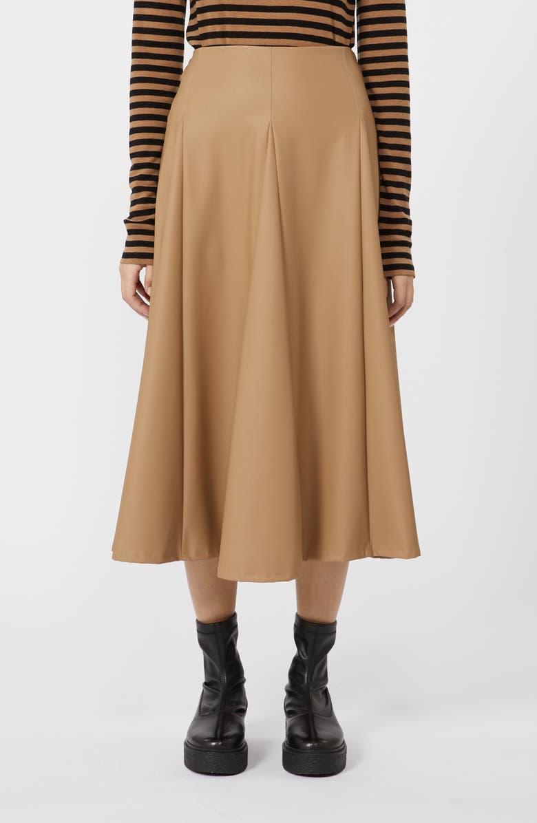 MM by Max Mara Nocera Faux Leather Godet Midi Skirt, Main, color, Camel