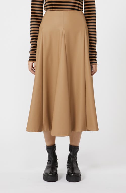 Mm By Max Mara Nocera Faux Leather Godet Midi Skirt In Brown