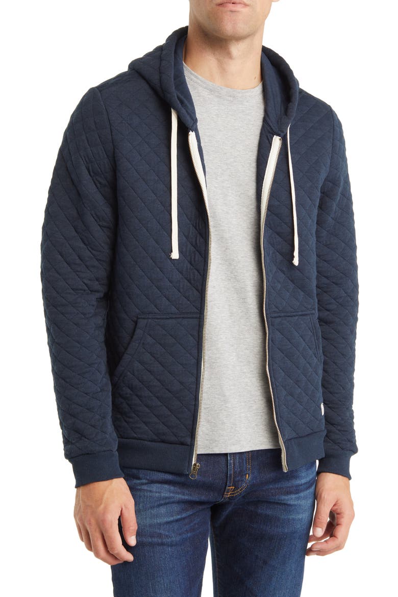 Corbet Quilted Full Zip Hoodie, Main, color, NAVY HEATHER