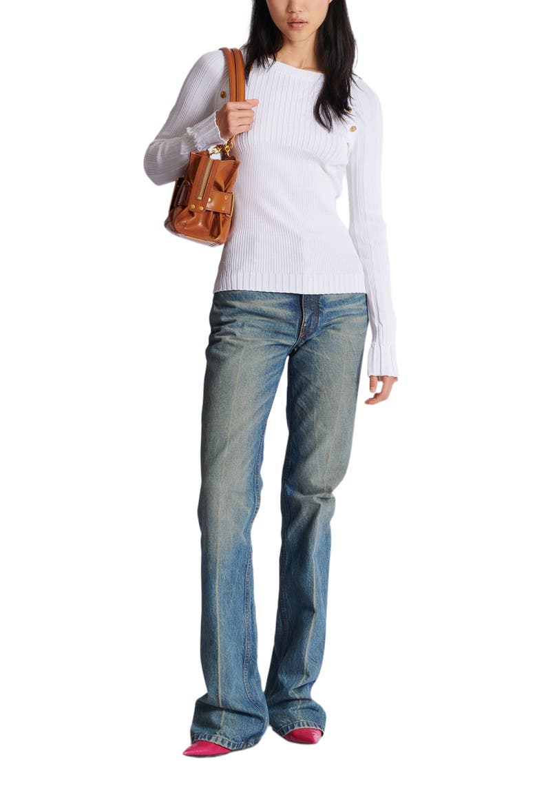 Knit top with buttons, Alternate, color, white