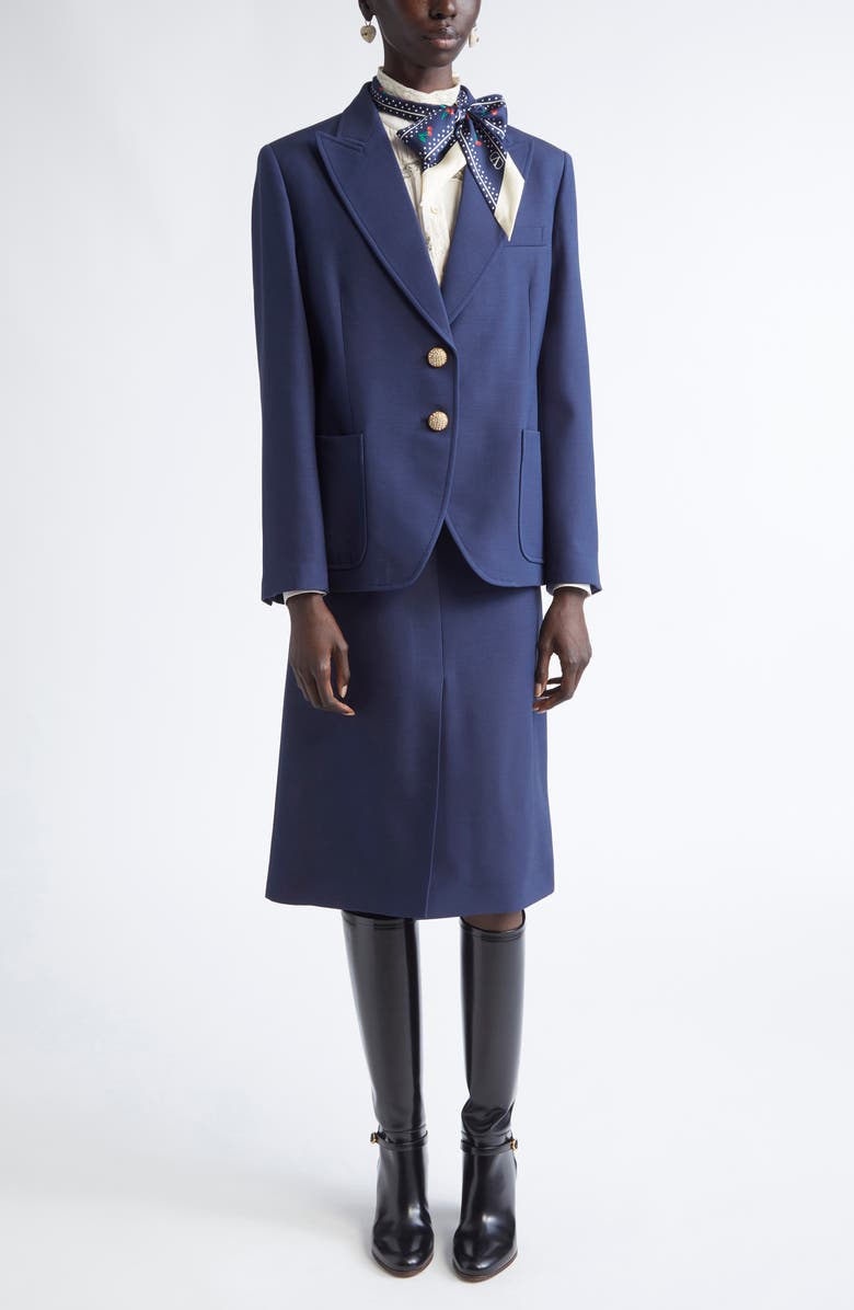 Valentino Garavani Solid Crepe Couture Sport Coat, Alternate, color, Light Blue