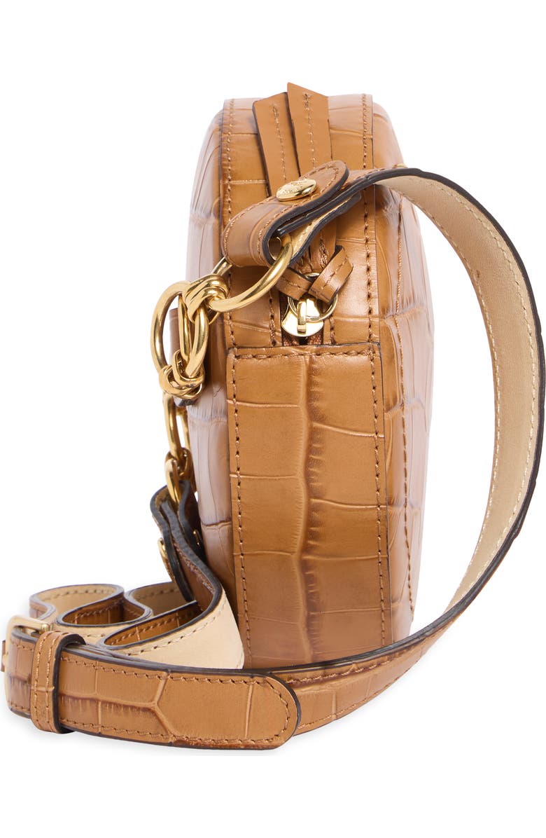 Longchamp Cavalcade Croc-Embossed Round Belt Bag, Alternate, color, Camel