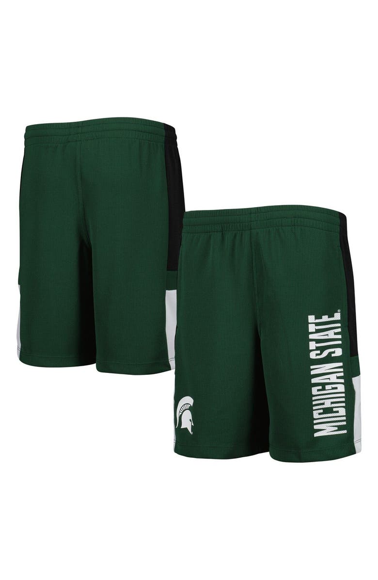 Outerstuff Youth Green Michigan State Spartans Lateral Mesh Performance Shorts, Main, color,
