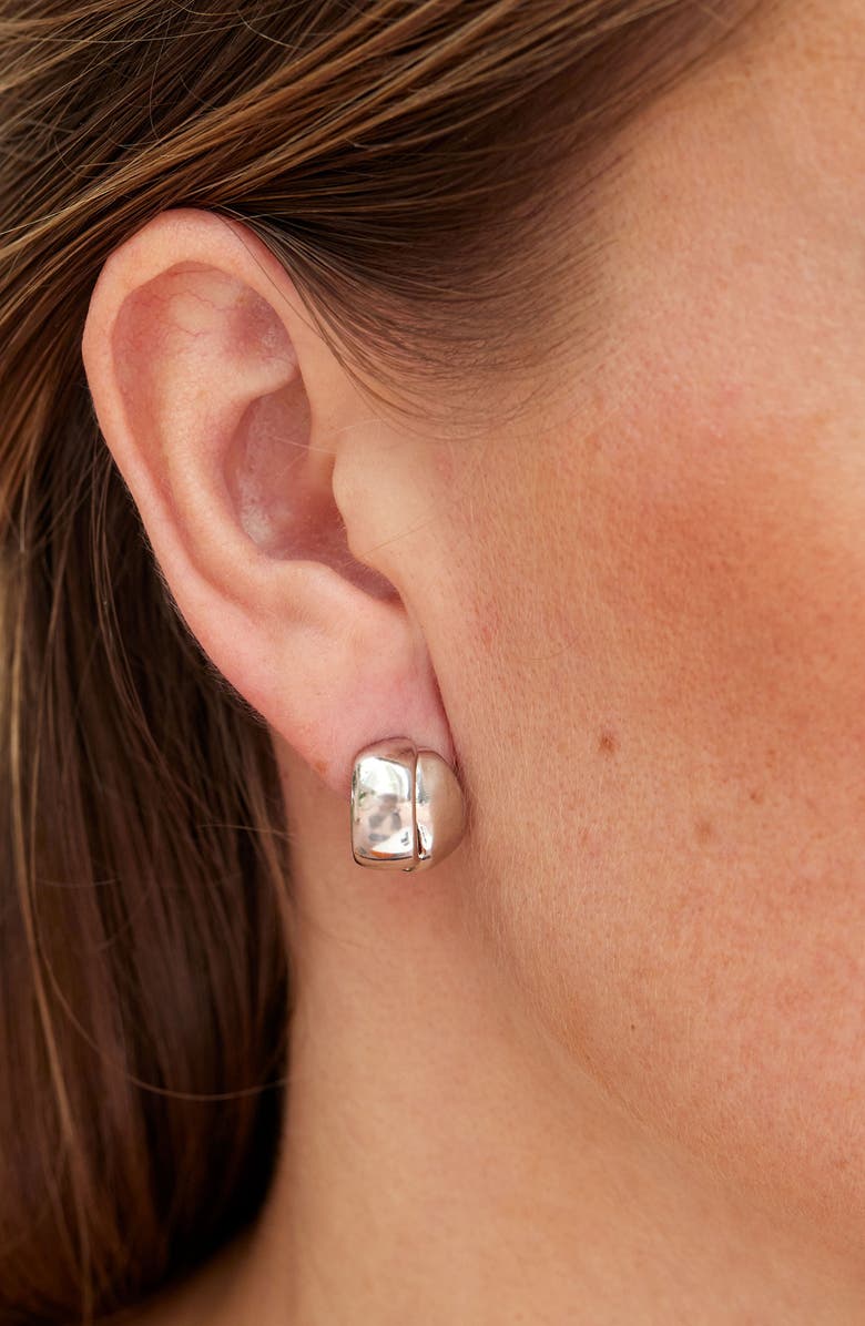 SAVVY CIE JEWELS Chubby Crossover Huggie Hoop Earrings, Alternate, color, White