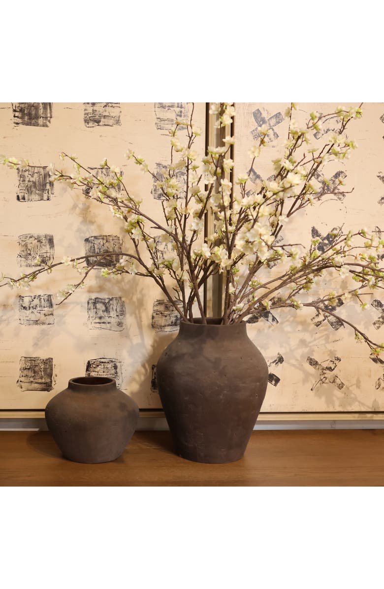 Dovetail Furniture Selene Cement Outdoor Vase, Alternate, color, Brown