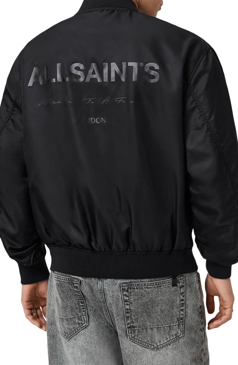AllSaints Future Nylon Bomber Jacket, Alternate, color, Black