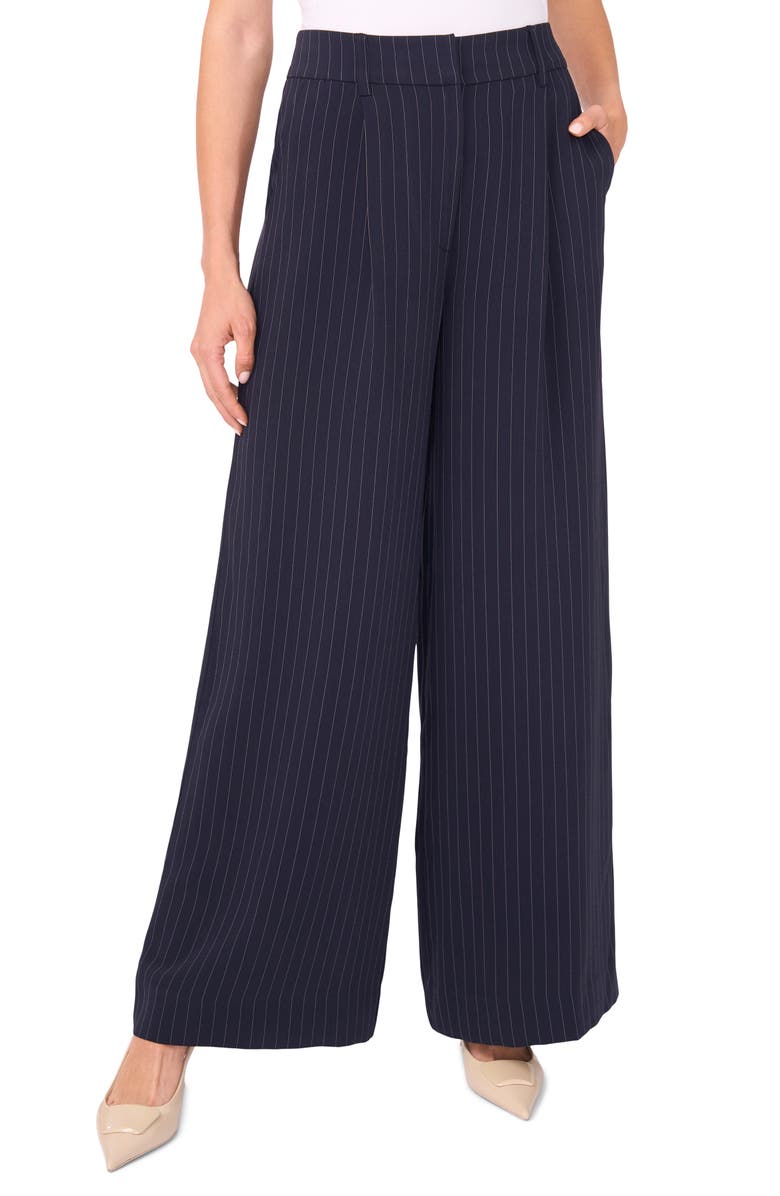 Halogen<sup>®</sup> Zip Front Pinstripe Wide Leg Pants, Main, color,