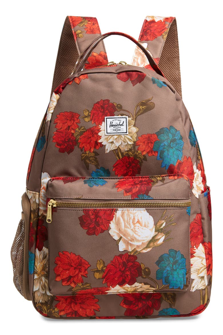 Nova Sprout Diaper Backpack, Main, color, VINTAGE FLORAL PINE BARK