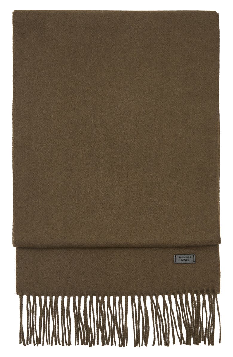 MANGO Fringe Scarf, Main, color, Khaki Green