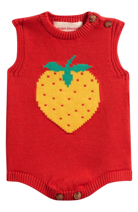 Pixel Strawberry Organic Cotton Knit Bodysuit (Baby)