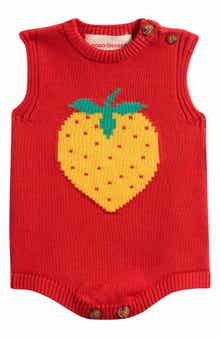 Pixel Strawberry Organic Cotton Knit Bodysuit
