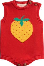 Bobo Choses Pixel Strawberry Organic Cotton Knit Bodysuit