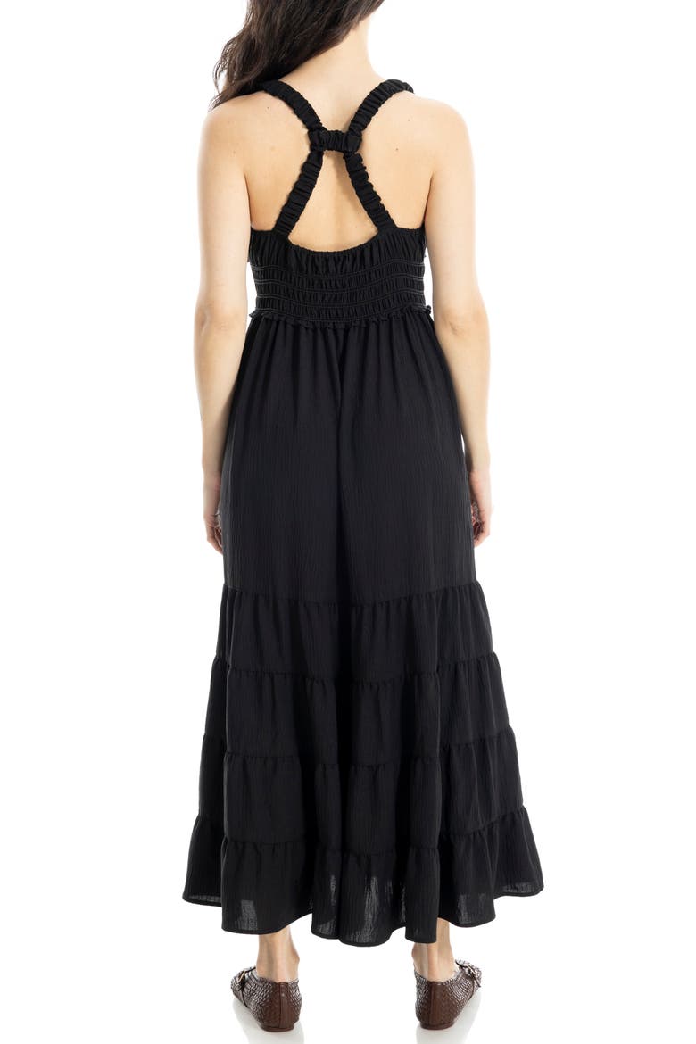 Empire Waist Tiered Maxi Dress, Alternate, color, BLACK-BLACK
