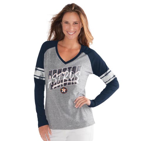 Women
s G-III 4Her by Carl Banks  Navy Houston Astros The Franchise Tri-Blend Raglan V-Neck Long Sleeve T-Shirt