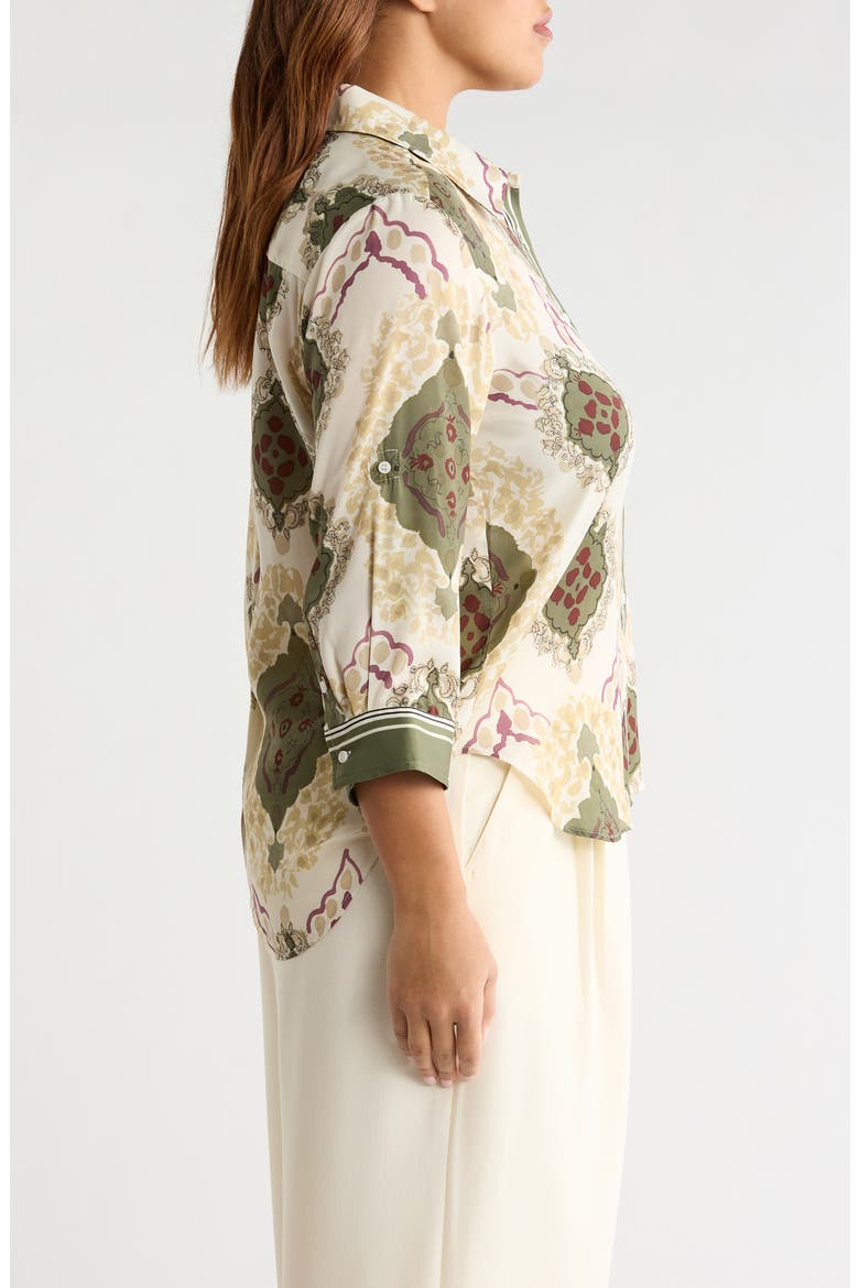 Ishani Scarf Print Button-Up Satin Shirt, Alternate, color, PLACED ARTFUL SCARF