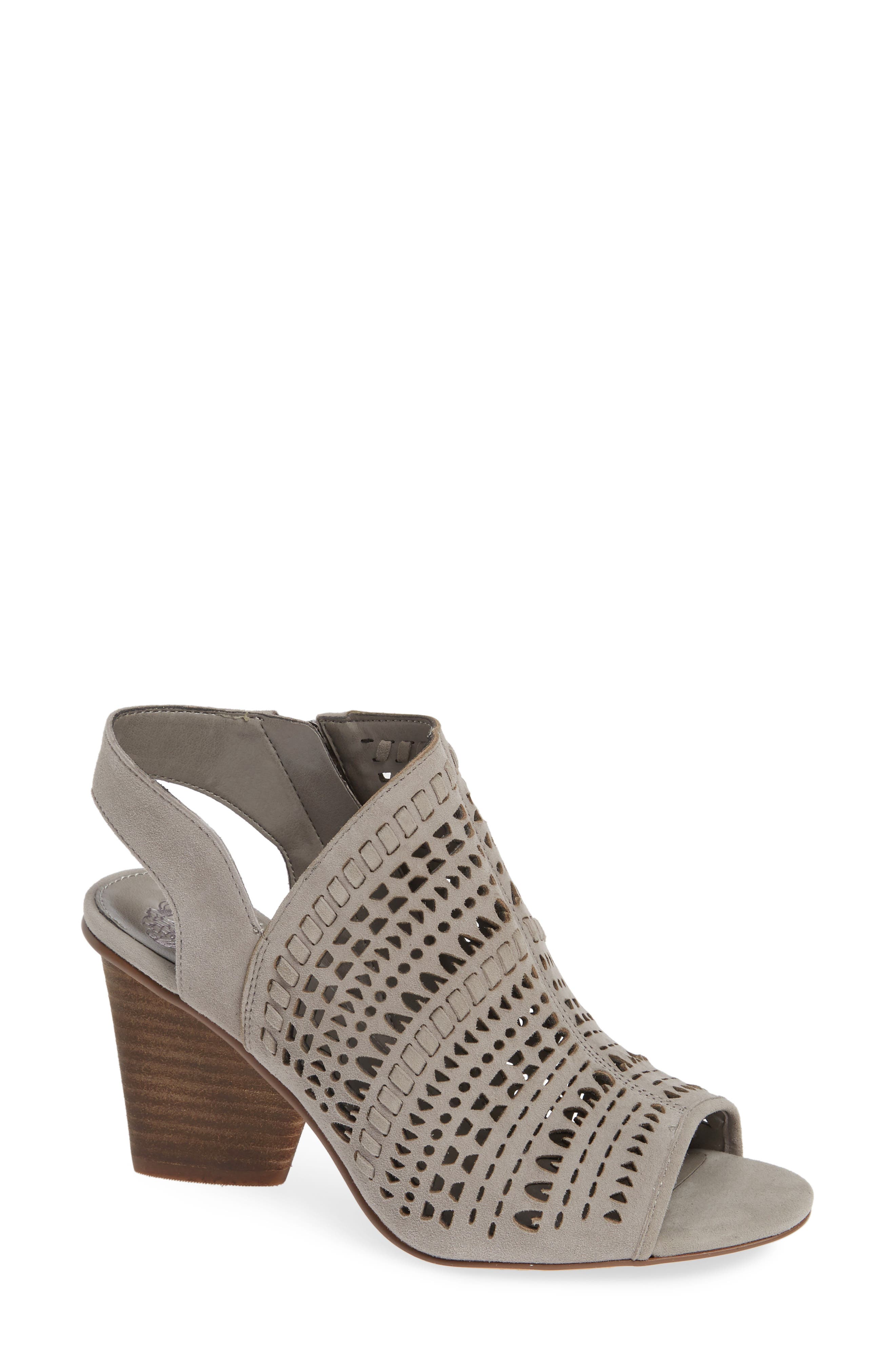 Derechie Perforated Shield Sandal, Main, color, STORM GREY SUEDE